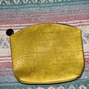 Elizabeth Arden yellow faux crocodile skin makeup bag